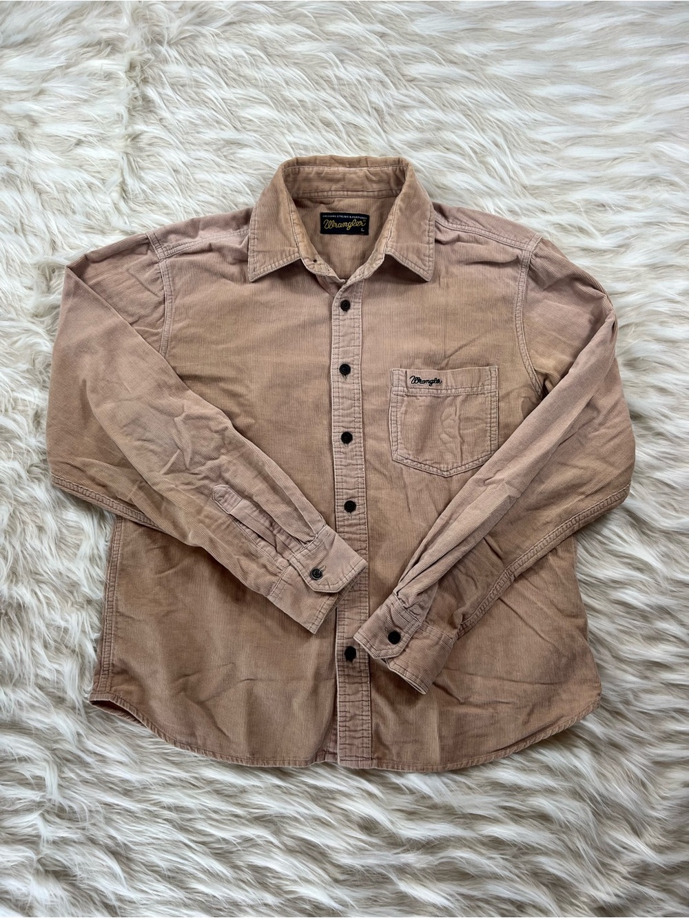 Wrangler Western Shirt Men's Large Tan Corduroy